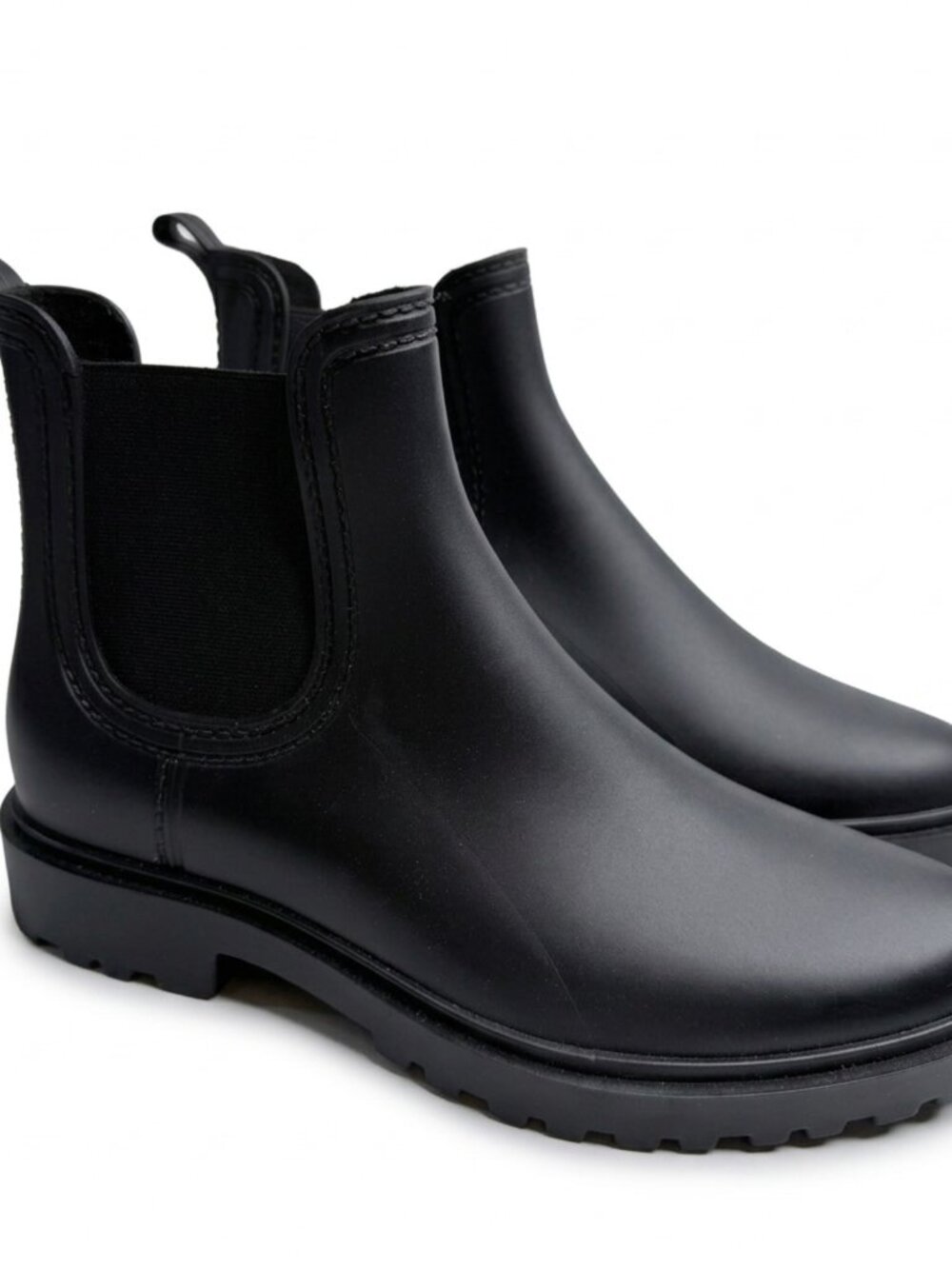 Chelsea Boots Old Navy Men’s Black Leather Pull-On Lug Sole Toe US 8